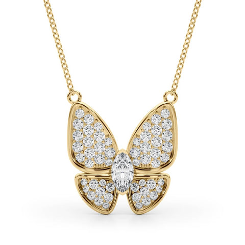 Butterfly Diamond Pendant Necklace