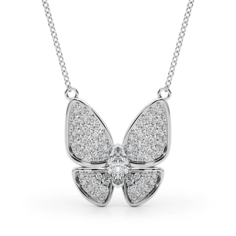 Butterfly Diamond Pendant Necklace