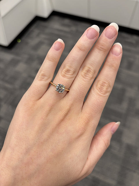 Hidden Halo Round Solitaire Diamond Engagement Ring 1.51Ct
