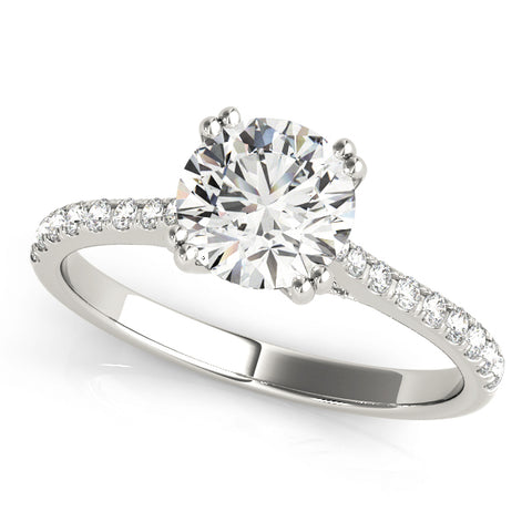 Round Brilliant Double Prong Pave Diamond Engagement Ring 1.07Ct