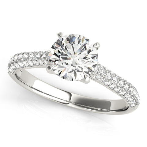Round Brilliant Triple Pave Diamond Engagement Ring 1Ct