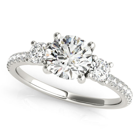Round Brilliant Accented Diamond Engagement Ring 1.13Ct