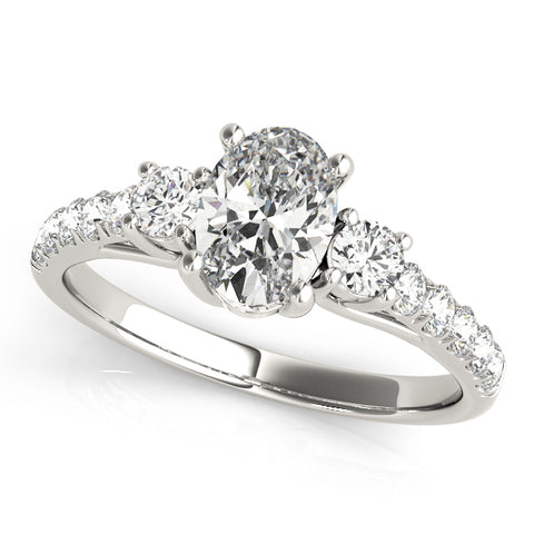 Oval Accented Diamond Engagement Ring 0.80Ct