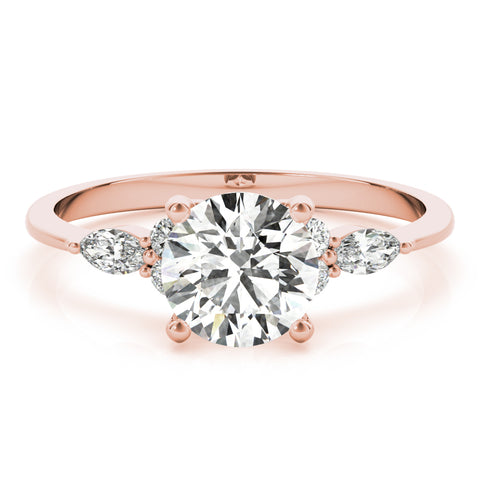 Round Brilliant & Marquise Accent Diamond Engagement Ring