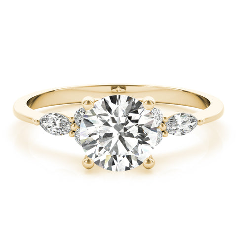 Round Brilliant & Marquise Accent Diamond Engagement Ring