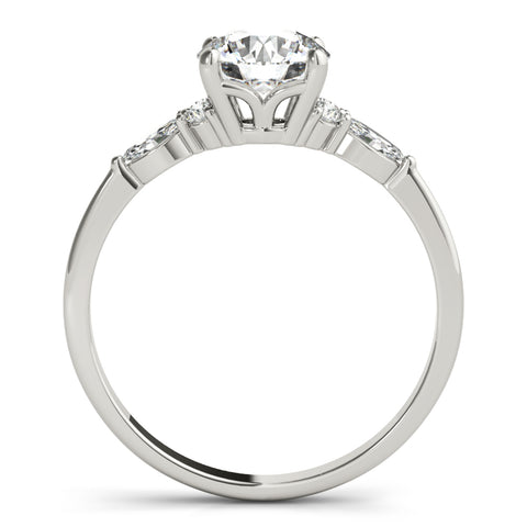Round Brilliant & Marquise Accent Diamond Engagement Ring