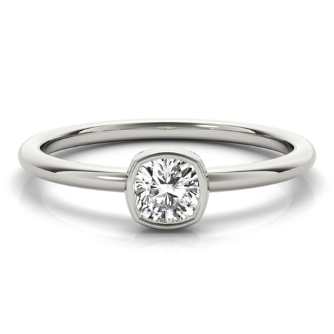 Dainty Cushion Solitaire Bezel Ring 3/8ct