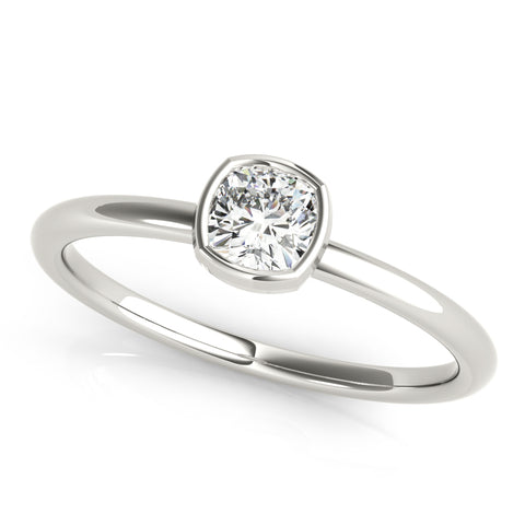 Dainty Cushion Solitaire Bezel Ring 3/8ct