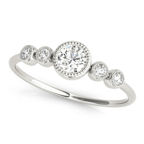 Petite Round Milgrain Bezel 5 Stone Diamond Band