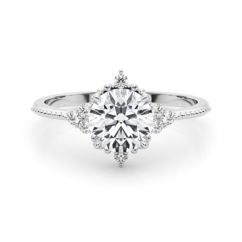 Round Brilliant Accented Diamond Engagement Ring 1.08Ct