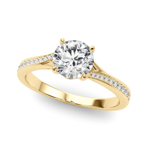 Round Brilliant Pave Accented Diamond Engagement Ring 1.43Ct