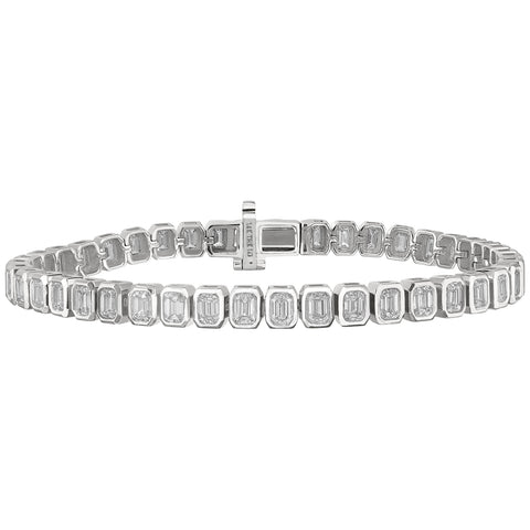 Bezel Emerald Diamond Tennis Bracelet 6ctw