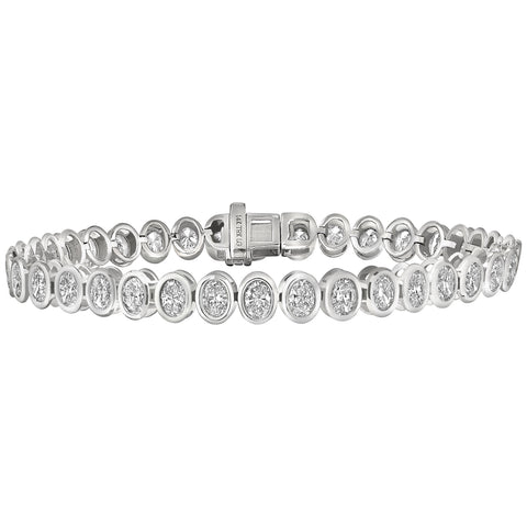 Bezel Oval Diamond Tennis Bracelet 6ctw