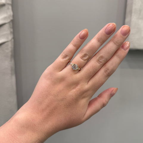 Round Brilliant & Marquise Accent Diamond Engagement Ring