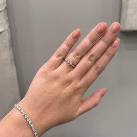 Cathedral Round Solitaire Diamond Engagement Ring 1ct