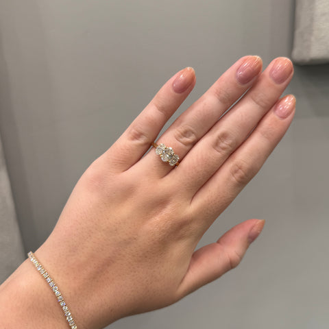 Oval 3 Stone Diamond Engagement Ring