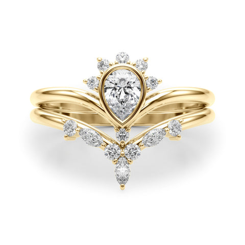 Pear Bezel And Marquise Diamond Contour Stacking Set