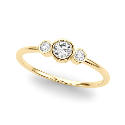 Petite Round Bezel 3 Stone Diamond Ring