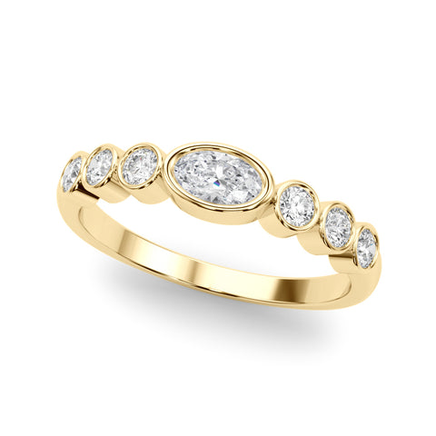 Oval Bezel 7 Stone Diamond Band 1/2ctw