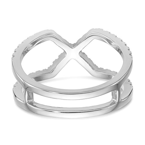 14K White Gold Diamond X Ring 1/2ctw