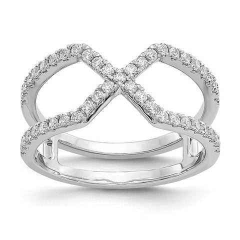 14K White Gold Diamond X Ring 1/2ctw