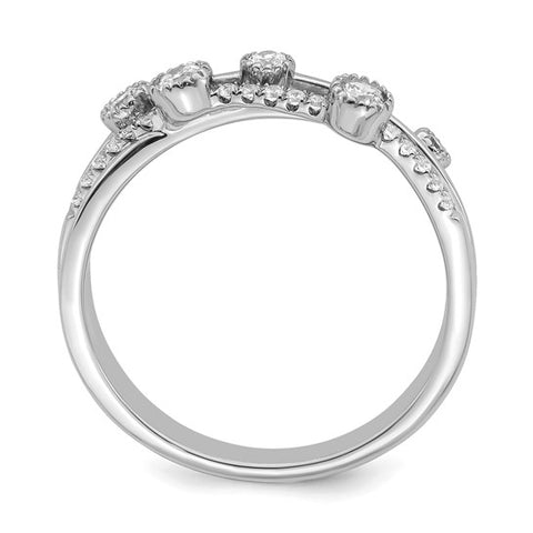 14K White Gold Criss Cross Diamond Bubble Ring 1/4ctw