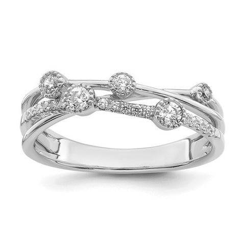 14K White Gold Criss Cross Diamond Bubble Ring 1/4ctw