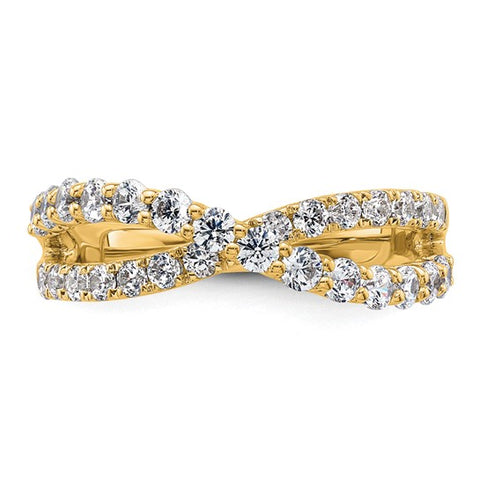 14K Gold Diamond Crossover Band 1ctw