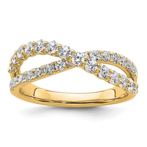 14K Gold Diamond Crossover Band 1ctw