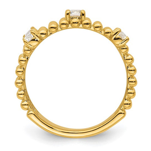 14K Yellow Gold Beaded Triple Diamond Band 3/8ctw
