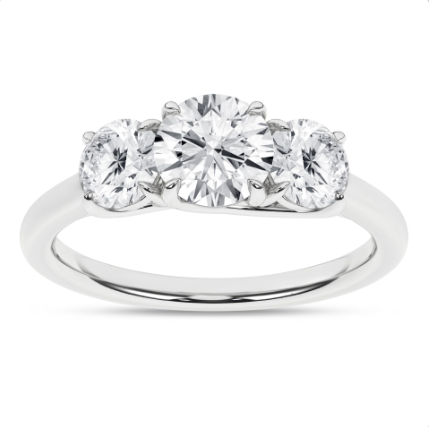 Round Brilliant Three Stone Diamond Engagement Ring 2.05Ctw