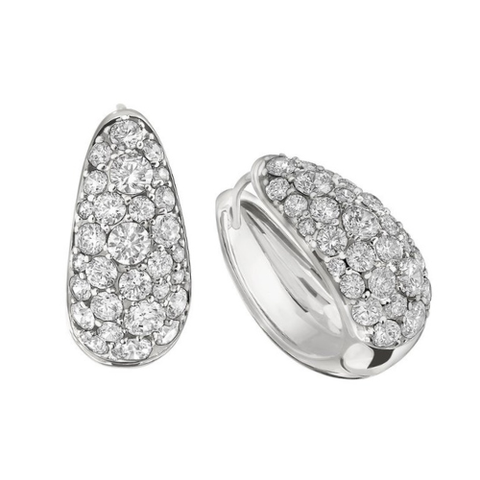 Pave Diamond Hoop Earrings 4ctw