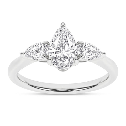 Pear 3 Stone Diamond Engagement Ring