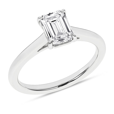 Cathedral Emerald Solitaire Diamond Engagement Ring 2ct