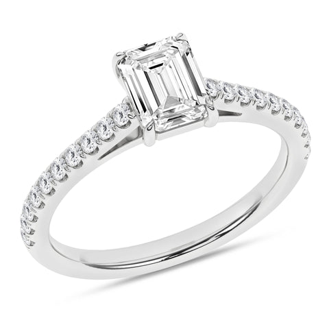 Classic Cathedral Emerald Diamond Engagement Ring