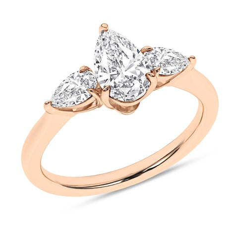 Pear 3 Stone Diamond Engagement Ring
