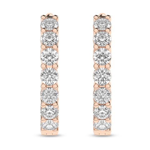 14K Inside-Out Diamond Huggies 1ctw