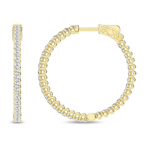 14K Inside-Out Hoop Diamond Earrings 2ctw