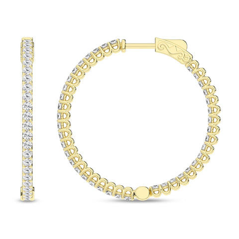 14K Inside-Out Hoop Diamond Earrings 3ctw