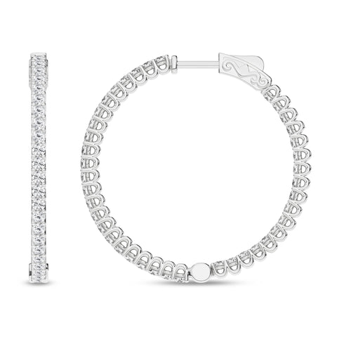 14K Inside-Out Hoop Diamond Earrings 3ctw
