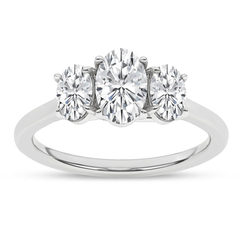Oval 3 Stone Diamond Engagement Ring