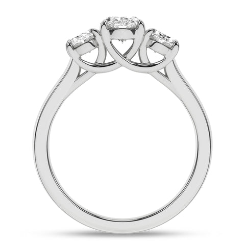 Oval 3 Stone Diamond Engagement Ring