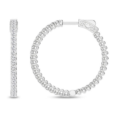 14K Inside-Out Hoop Diamond Earrings 2ctw