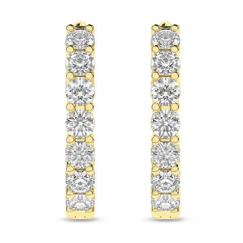 14K Inside-Out Diamond Huggies 1ctw