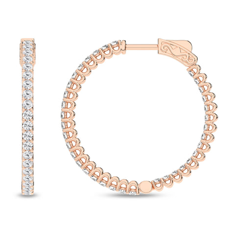 14K Inside-Out Hoop Diamond Earrings 2ctw