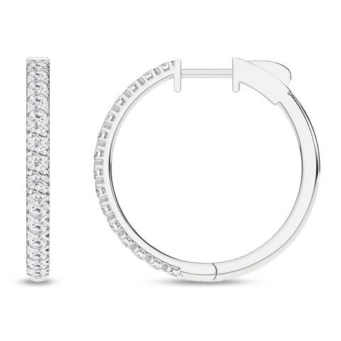 14K Hoop Diamond Earrings 1ctw