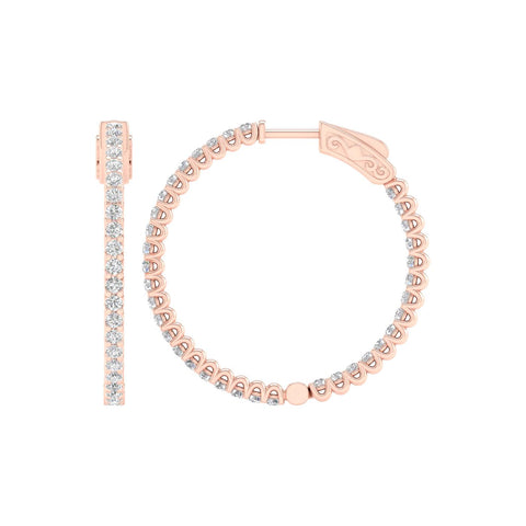 14K Inside-Out Hoop Diamond Earrings 1ctw