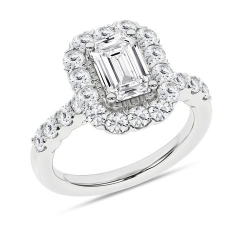Eternal Halo Emerald Diamond Engagement Ring