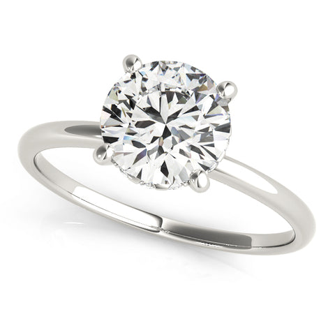 Hidden Halo Round Solitaire Diamond Engagement Ring 1.51Ct