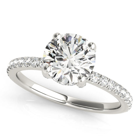 Round Brilliant Hidden Halo Accented Diamond Engagement Ring 1.55Ct